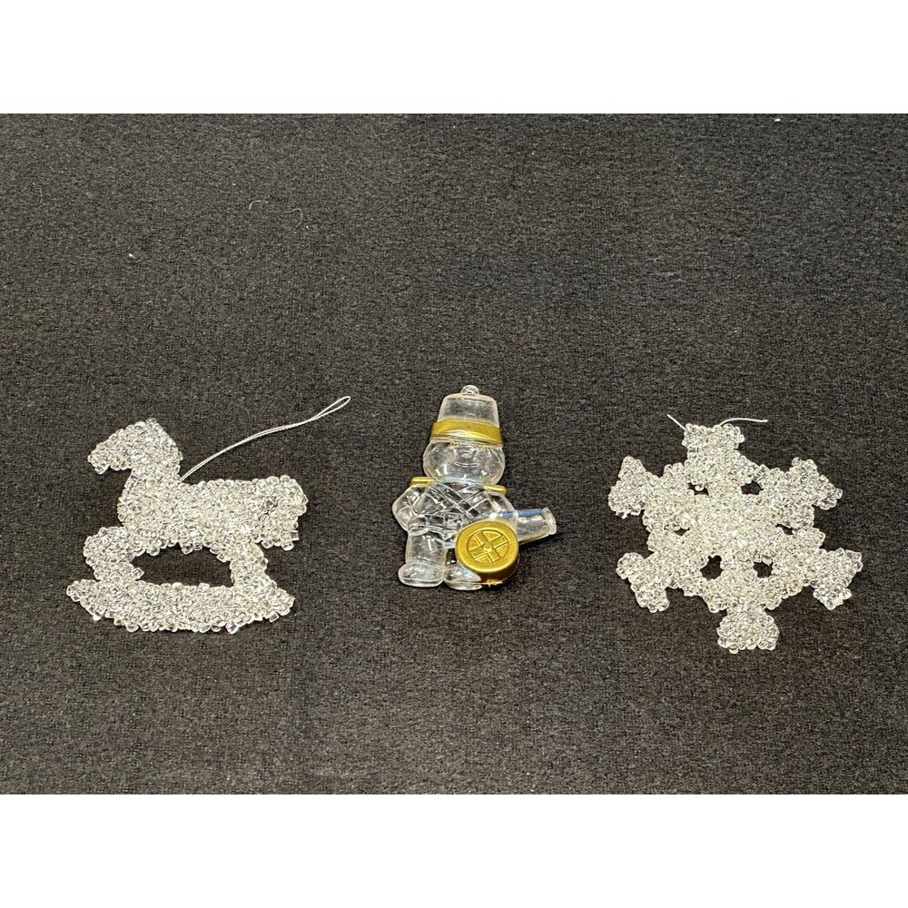 Vintage Silvestri pressed Hard Plastic Ornaments gold trim/Vtg. acrylic Ornament
